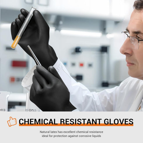 ThxToms Heavy Duty Latex Gloves, Resist Strong Acid, Alkali and Oil, 14", 1 Pair...