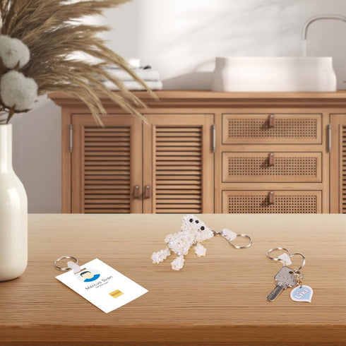 OIIKI 100 Sets Keychain Rings for Crafts, Round Split Key Rings, Metal Keychain Connector with Clear Plastic Snap Tabs, Blanks Key Rings Jump Ring...