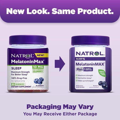Natrol MelatoninMax, Sleep Gummies for Adults, Blueberry Flavor, 10 mg, 80 Count, Up to an 80 Day Supply...
