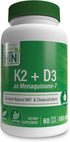 Health Thru Nutrition K2 + D3 Complex | K2 100mcg as Menaquinone 7 MK7 & D3 1,000iu | Strong and Healthy Bone Support | Immune Function |3rd Party...