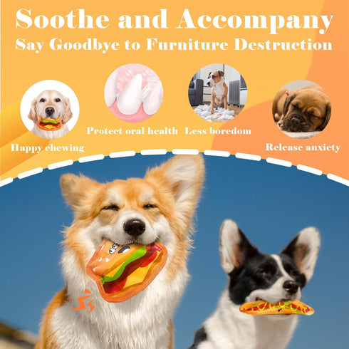 Crinkle Dog Toy with Squeaker, Chew Toy for Small Medium Dogs, Durable and Interactive (Hot Dog)...
