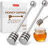 DUGATO Honey Dipper Set (2 Pack, 6.3") - 304 Stainless Steel Honeycomb Sticks for Honey Pot Jar, Syrup Drizzler, Tea & Coffee Stirrer - Elegant Ki...