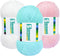 150g (3x50g) 3 Pieces of Mixed/Solid Color Crochet Knitting and Handicraft Yarn in Bulk, Fluffy and Soft, Worsted 100% Acrylic Yarn (Pure White&Li...
