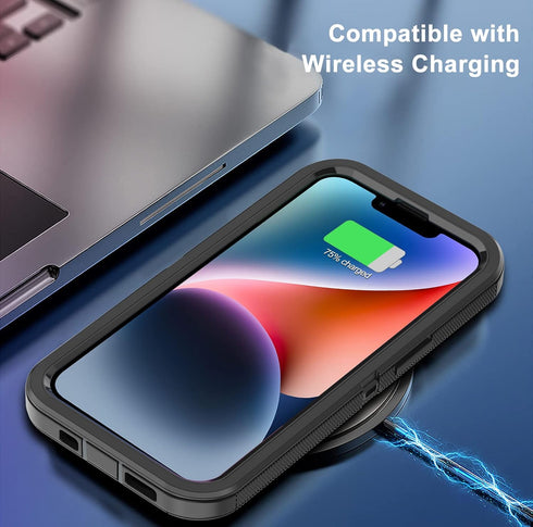 Annymall for iPhone 14 Case with 2 Screen Protector, Heavy Duty Shockproof Dropproof Dust Proof Full Body Rugged 3-Layer Military Tough Durable Pr...