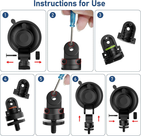 Dash Cam Mount, Suction Cup Mount,Windshield & Dashboard Suction Cup Mount Camera Mount,For ROVE R2-4K,CHORTAU Dash Cam,Screw Connectors Are Suita...
