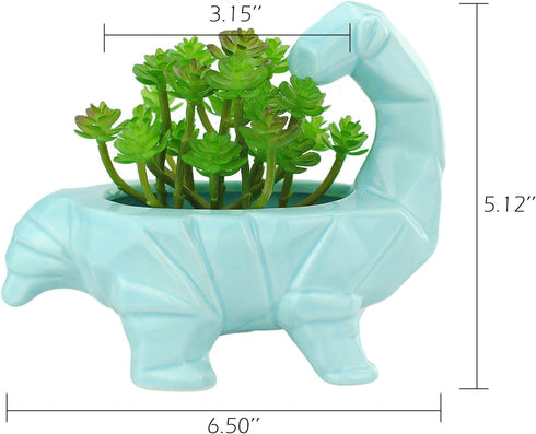 VanEnjoy 6 Inch Cute Cartoon Dinosaur Shape Ceramic Succulent Planter, Water Culture Hydroponics Bonsai Cactus Flower Pot,Air Plant Vase Holder De...