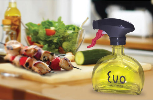 Evo Oil Sprayer Glass, Non-Aerosol for Olive, Cooking Oils, and Vinegars, Yellow, 6-Ounce Capacity...