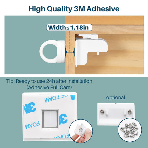 Inaya Magnetic Cabinet Locks for Baby Proofing, 6 Locks & 1 Key, Child Proof Magnet Locks for Cabinets & Drawers with Invisible Design, 3M Adhesiv...