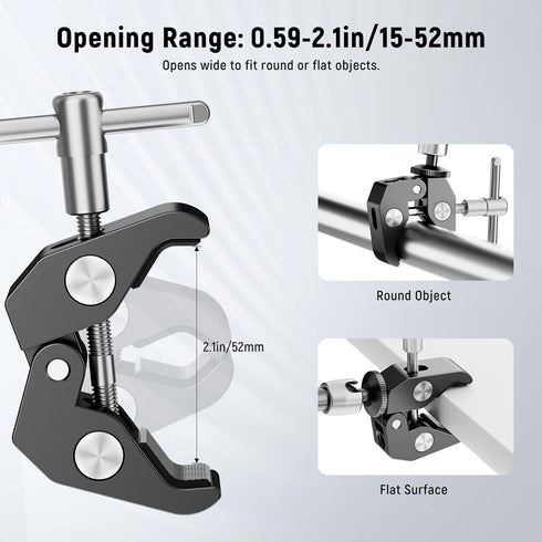 NEEWER 9.8"/25cm Adjustable Magic Arm with Super Clamp, 1/4" & 3/8" Threads, 1/4" Screws for Flash/LED Light/Microphone/Monitor, Compatible with S...