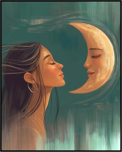 Posterizer 1 pcs-ethereal dreamy woman looking at the moon-Fantasy & Fiction Art-Gift for Men Women Teens-Living Room Bedroom Decor- unframed wall...