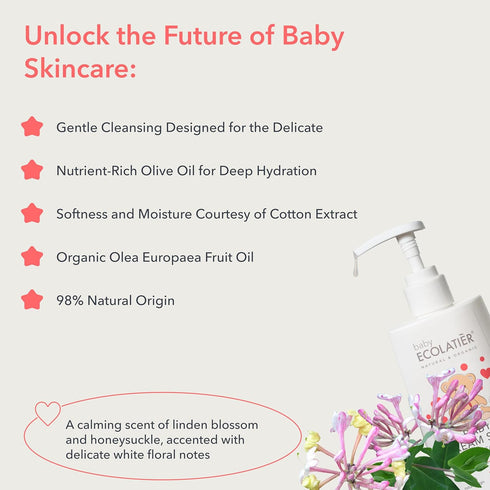 Gentle Baby Cream Soap for Soft and Caring Cleanse, 250ml - With Olive Oil & Cotton Extract, 98% Natural, Vegan kids body wash - Delicate Skin Nou...