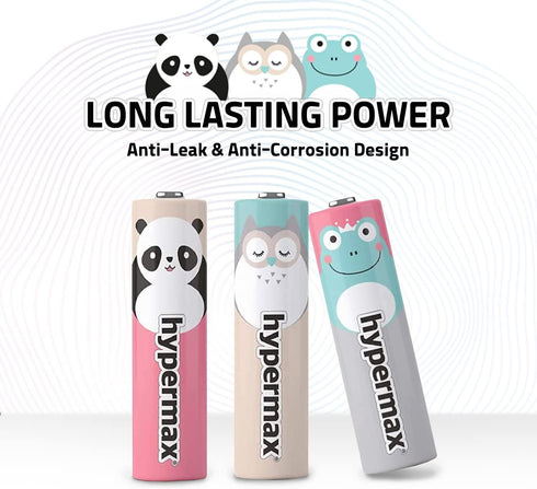 CLEANWRAP Hypermax Cute Character Long-Lasting All-Purpose High-Performance Alkaline AAA Batteries (1.5V - 24 Pack) | Cute AAA Batteries, Househol...