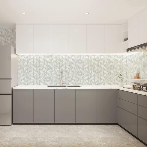 Peel and Stick Wallpaper Geometric Removable Wallpaper Self Adhesive Contact Paper for Furniture Refurbishment and Home Decorative (Silver- 17.7 i...