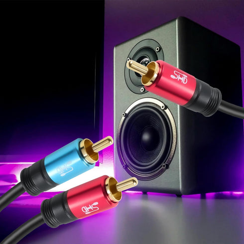 SHD RCA to 2RCA Subwoofer Cable Audio Cable 2RCA to 1RCA Bi-Directional RCA Y Adapter Premium Sound Quality Dual Shielded with Gold Plated Connect...