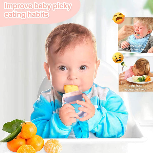 Baby Solids/Frozen Fruit Feeder Pacifier, Infant Teether Toy 4M+, BPA-Free Silicone Pouch & Nipple, Safely Introduce Solids, Teething Relief, 2-Pa...