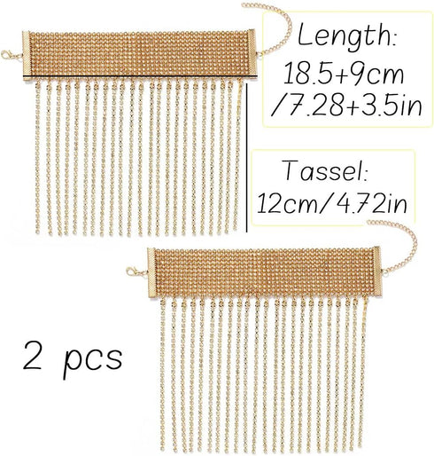 ELABEST Rhinestone Ankle Bracelets Crystal Tassel Anklet 2pcs Glitter Tennis Foot Chain Wedding Jewelry Accessories For Women and Girls...