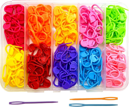 SUZUYO Stitch Markers 10 Colors Knitting Crochet Locking 120/160Pcs Stitch Needle Clip Counter with 3 Plastic Needle Randomly (Multicolor-120 pcs)...