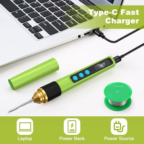 Soldering Iron Kit, Smart OLED Soldering Pen Kit, Mini Portable Solder Iron with Universal Solder Tip, Stand, Solder Wire, 356-896? 3S Fast Heatin...
