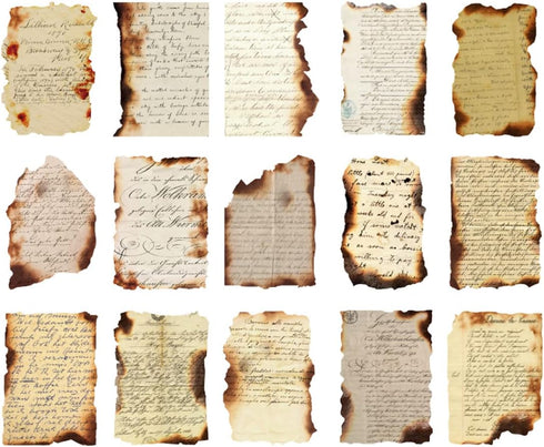Vintage Scrapbooking Material Paper Old Letter Article Diary Paper Burnt Fragments Series DIY Supplies for Arts Crafts Handmade Gift Planner Scrap...