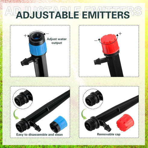 80 Pcs Drip Irrigation System Kit for 1/4" Drip Irrigation Tubing Adjustable Drip Emitters Irrigation Parts for Garden Greenhouse Yard Lawn Plant ...