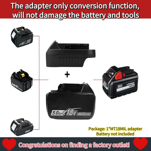 for Makita for Milwaukee Battery Adapter,MT18MIL Battery Adaptor Compatible for Makita 18V Lithium-ion Battery Convert to Milwauke M18 18V Battery...
