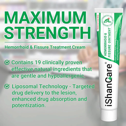 Hemorrhoid Cream, Hemorrhoid & Fissure Treatment Ointment Extra Strength, Relief Anal Pain, Itching, Bleeding, Swelling, Discomfort, Natural Herbs...