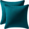 DEZENE Throw Pillow Cases 18x18 Teal: 2 Pack Cozy Soft Velvet Square Decorative Pillow Covers for Farmhouse Home Decor...