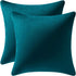 DEZENE Throw Pillow Cases 18x18 Teal: 2 Pack Cozy Soft Velvet Square Decorative Pillow Covers for Farmhouse Home Decor...