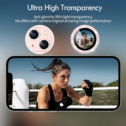 Xfilm Bling Diamond Individual Camera Lens Protector for iPhone 13 / iPhone 13 Mini, HD Clear Tempered Glass Camera Lens Screen Protection Cover, ...