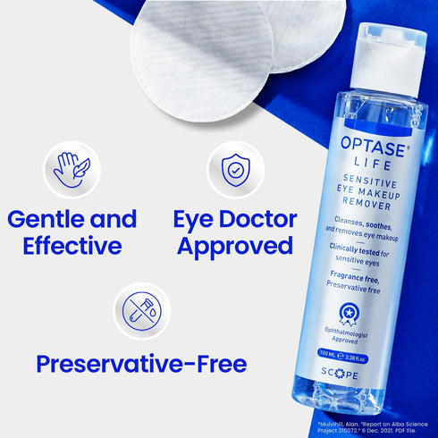 Optase Life Sensitive Eye Makeup Remover – Gentle & Effective for All Skin Types - Breakthrough Innovation vs Traditional Micellar Water - 100ml...