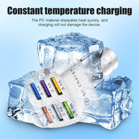 Car Charger Adapter, 6 Ports USB QC3.0 Fast Phone Charger, 32V Upgraded Quick Charging Adapter Compatible with iPhone 13/13 Pro Max/12/XS/XR, Sams...