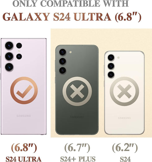 DEERLAMN for Samsung Galaxy S24 Ultra Case with Slide Camera Cover+Screen Protector (1 Pack), Rotated Ring Kickstand Military Grade Shockproof Pro...