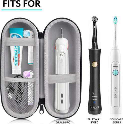 Electric Toothbrush Travel Case, Hard Storage Case with 6pcs Toothbrush Cover Caps, Fits for Oral-B/Oral-B Pro/Philips Sonicare Electric Toothbrus...