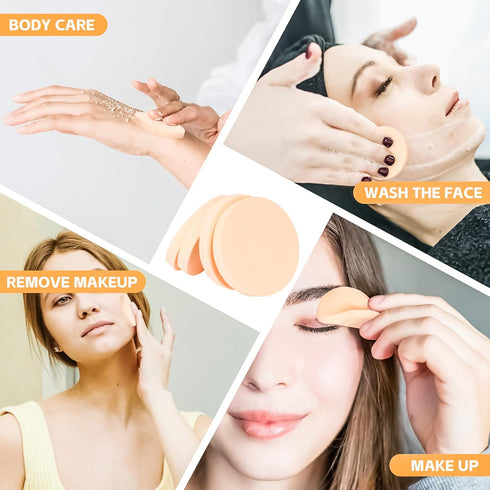 MotBach 60 PCS Nude Round Makeup Sponge, Cosmetic Sponge Round Foam Pad Eye Facial Powder Puff, Beauty Makeup Foundation Powder Blender for Women ...