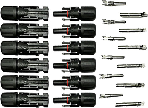Solar Connectors 30A 1000V Male/Female IP67 Waterproof Solar Connectors for Solar Panel Cable 10AWG 12AWG 14AWG (6 Pairs Solar Connector)...