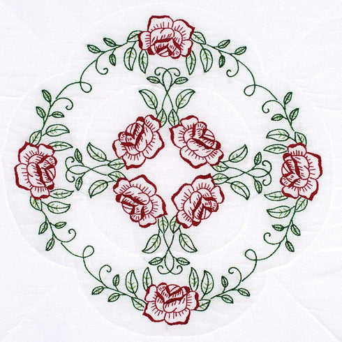 Jack Dempsey Needle Art Circle of Roses Hand Embroidery, White......