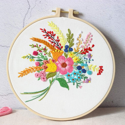 Konrisa Stamped Embroidery Kit with Pattern Floral DIY Sewing Cross Stitch Kits for Adult Flowers Plants Embroidery Starter Kit with Embroidery Fl...