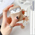 Cute Milk Tea Case for Airpods 2nd/1st Generation Cover for Girl Women with Pom pom Flower Keychain & Cleaner Kit, Soft Silicone Airpods iPod 2nd/...