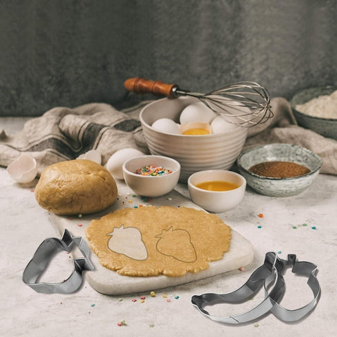 10PCS Fruit Cookie Cutters Set, Stainless Steel Fruits Shape Cookie Cutters Molds Pineapple, Strawberry, Pear, Lemon, Apple, Grape, Peach, Banana,...