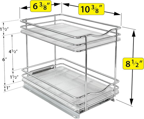 LYNK PROFESSIONAL® Pull Out Spice Rack Organizer for Inside Kitchen Cabinets - 6-1/4 inch Wide - Slide Out Drawer – Chrome Sliding Spice Cabinet O...