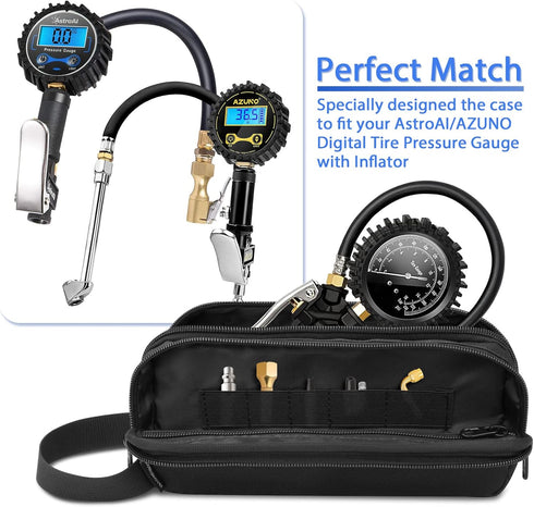 Carrying Case Compatible for AstroAI/for AZUNO Digital Tire Pressure Gauge with Inflator, Waterproof All-in-One Tire Pressure Gauge Protective Sto...