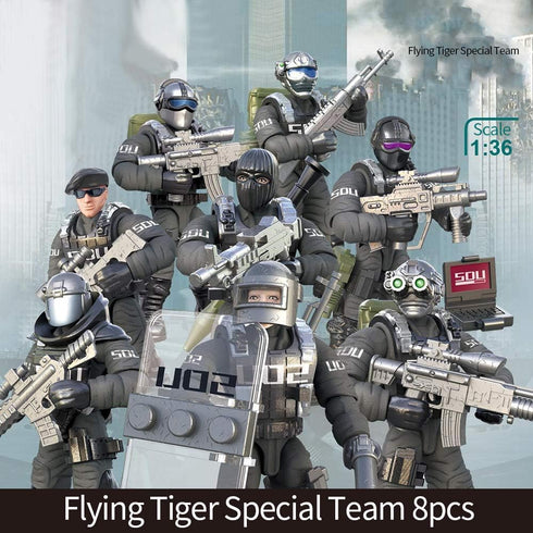 YEIBOBO ! Special Forces Mini Action Figure with Military Weapons and Accessories (Flying Tigers Team XJ-822)...
