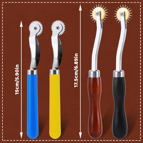 4PCS Tracing Wheel,Professional Stitch Marking Spacer?Wood and Stainless Steel Pounce Wheel,for Sewing Patterns with Wooden Handle and Plastic Han...