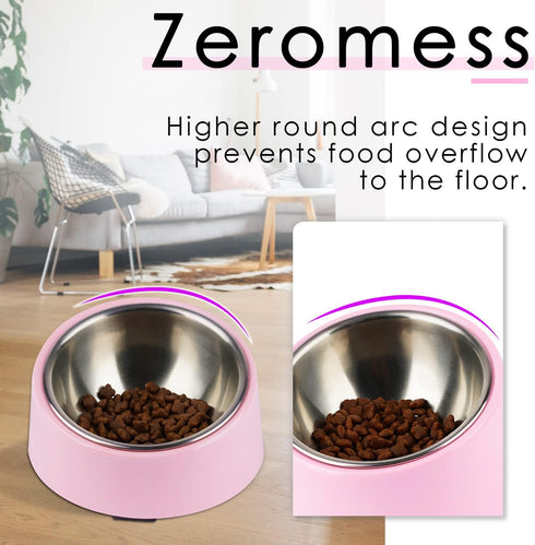 Super Design Mess Free 15° Slanted Bowl for Dogs and Cats, Tilted Angle Bulldog Bowl Pet Feeder, Non-skid & Non-spill, Easier to Reach Food S/0.5 ...