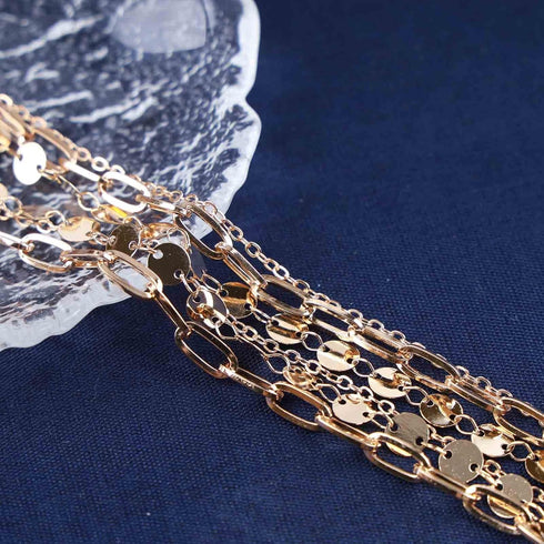 Bohemia Layered Disc Choker Necklace Tiny Disc Chain Necklace Gold Paperclip Chain Necklace Disc Coin Pendant Necklace Jewelry for Women and Girls...