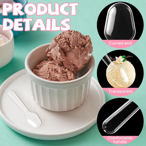 500 Pcs Disposable Clear Plastic Mini Spoons, Tasting Spoons, Small Dessert Spoons, Ice Cream Spoons for for Crafts, Tasting, Sampling -3 Inch...