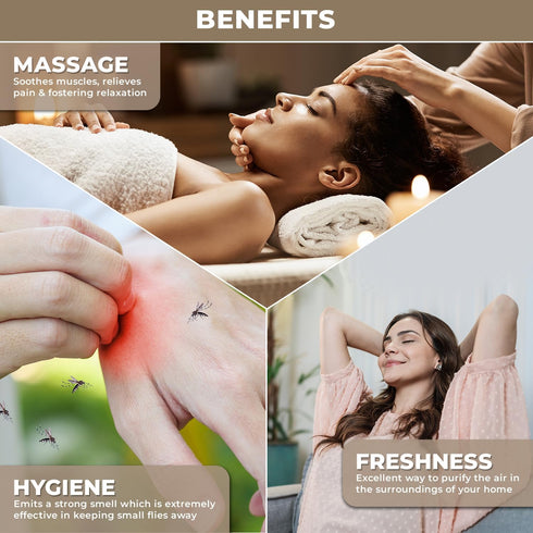 100% Pure & Organic Camphor Oil for Aromatherapy Diffuser & Humidifier | Perfect Essential Oil for Relieving Irritation, Itching, Acne and Pain |...