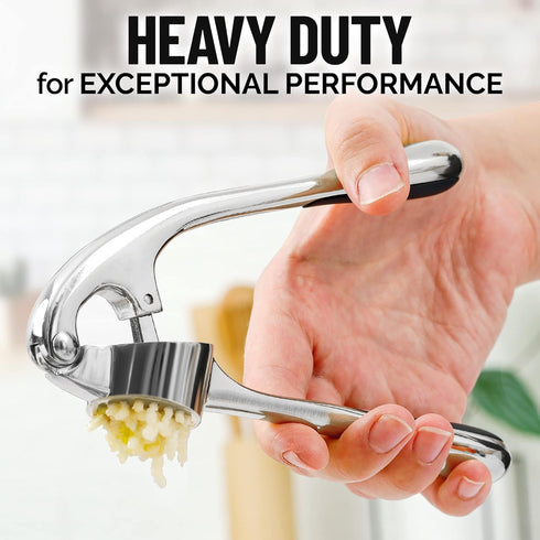 Zulay Kitchen Premium Garlic Press Set - Rust Proof & Dishwasher Safe Professional Garlic Mincer Tool - Easy-Squeeze, Easy-Clean with Soft, Ergono...