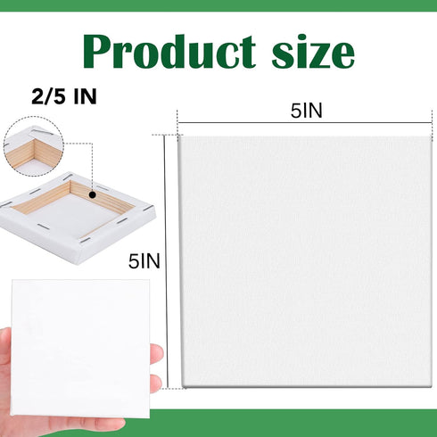 ESRICH Mini Stretched Canvas 10 Pack 5x5inch, 2/5''Profile Art Primed Canvases for Painting, Cotton Small Professional Stretched Canvas for Kids a...