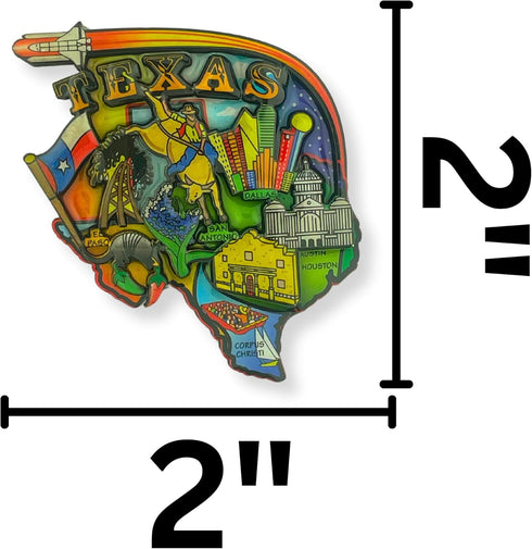 Texas State Souvenir Refrigerator Magnet, Collectible Keepsake Gift for Travel Enthusiasts, 2 by 2 Inches...